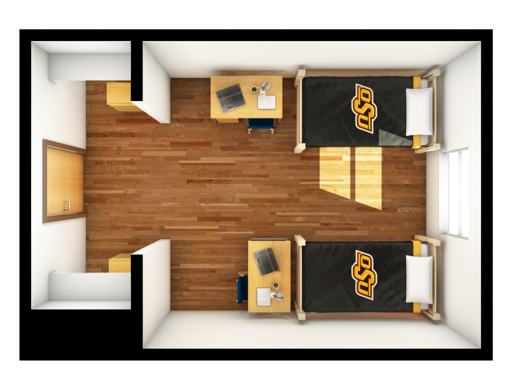 Traditional room with two beds.